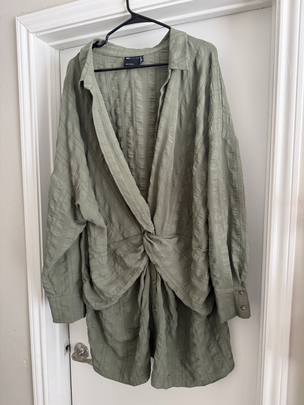 ASOS Curve Sage Green Mini Dress with Front Twist